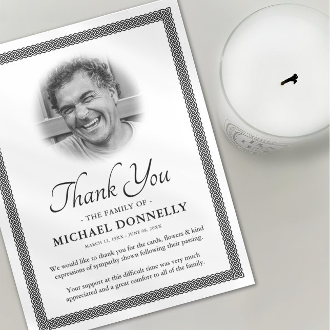 Celtic Knot Photo Funeral Thank You Card (Creator Uploaded)