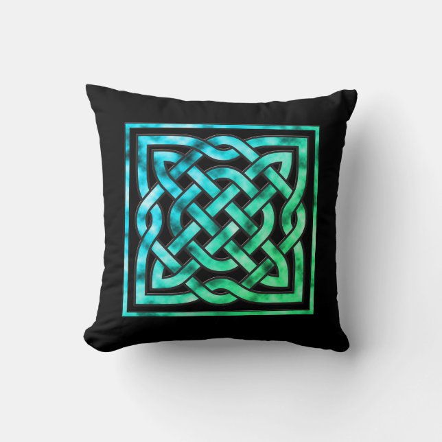 Celtic Knot Pillow - Blue Green Design (Front)