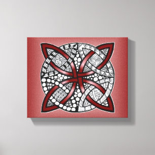 Celtic Knot Red Doodle Drawing Canvas Print