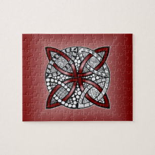 Celtic Knot Red Doodle Drawing Jigsaw Puzzle