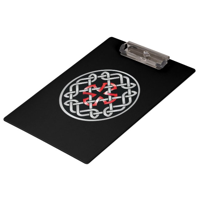 Celtic Knot Red Metallic Clipboard (Angled)