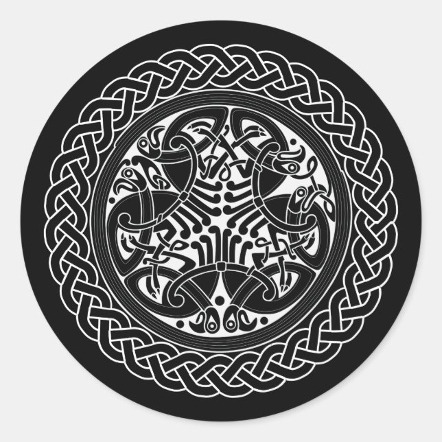 Celtic Knot Ring With Birds Classic Round Sticker (Front)