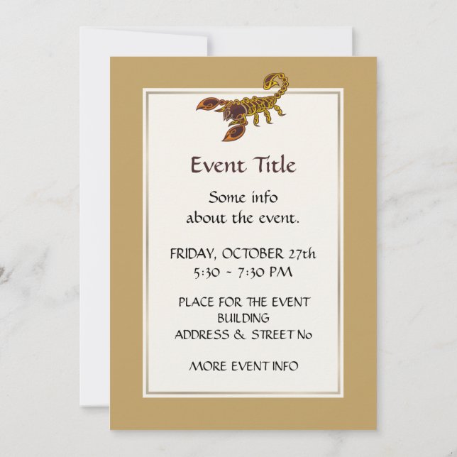 Celtic Knot Scorpion Invitation (Back)