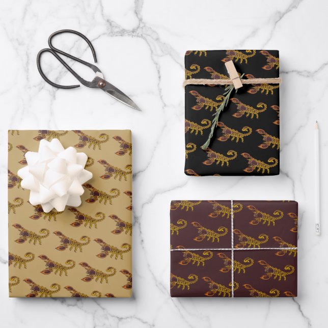 Celtic Knot Scorpion Wrapping Paper Sheet (Front)