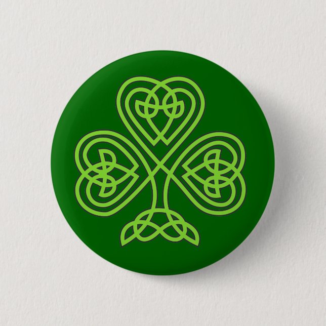 celtic knot shamrock 6 cm round badge (Front)
