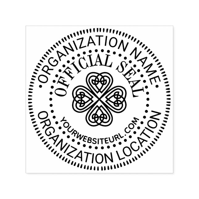 Celtic Knot Shamrock Custom Official Seal Loc URL Self-inking Stamp (Design)