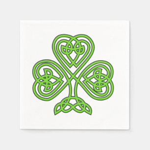 Celtic Knot Shamrock on White Napkin