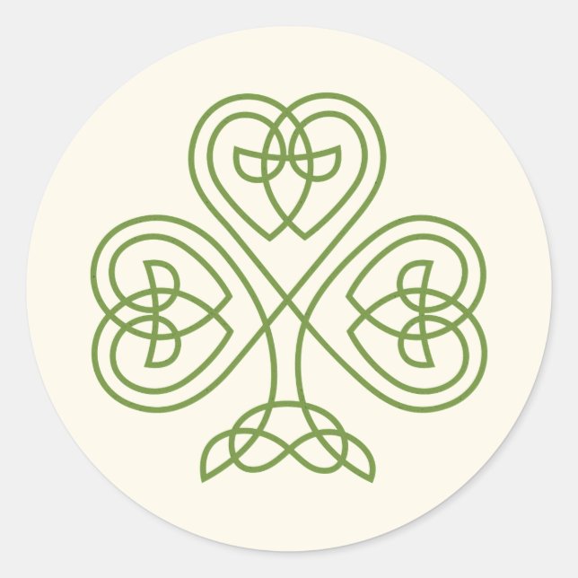 Celtic Knot Shamrock Wedding Ivory Classic Round Sticker (Front)