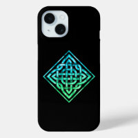 Celtic Knot - Single Blue Green iPhone 15 Case
