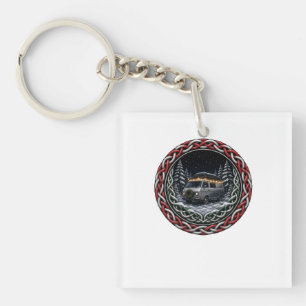Celtic Knot Snowy Christmas Van Key Ring