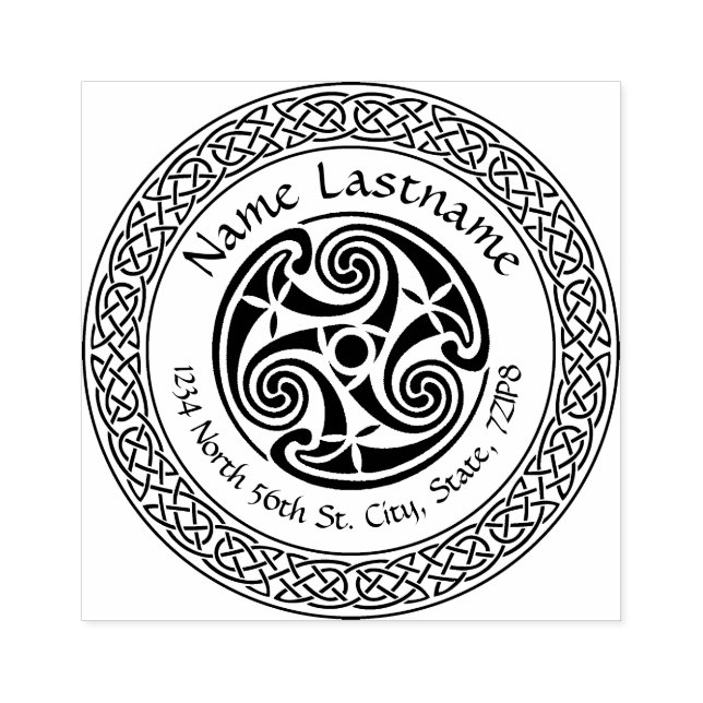 Celtic Knot & Spiral personalised rubber stamp (Imprint)