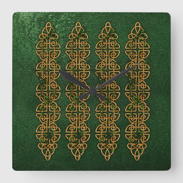 Celtic Knot Strips Square Wall Clock (Front)