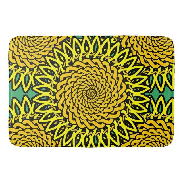 Celtic Knot Sunflower Pattern Bath Mat (Front)
