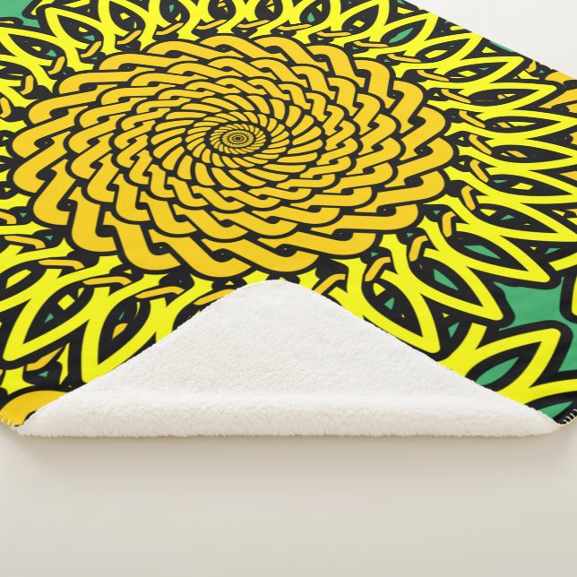 Celtic Knot Sunflower Pattern Sherpa Blanket (3/4)