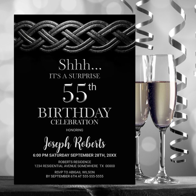 Celtic Knot Surprise 55th Birthday Party Invitation (Creator Uploaded)