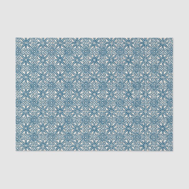 Celtic Knot Teal Blue Pattern Tissue Paper (Front)