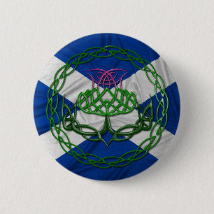Celtic Knot Thistle And Flag 6 Cm Round Badge