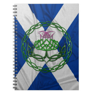 Celtic Knot Thistle And Flag Spiral Notebook