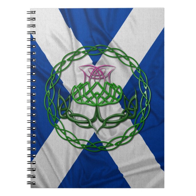 Celtic Knot Thistle And Flag Spiral Notebook (Front)