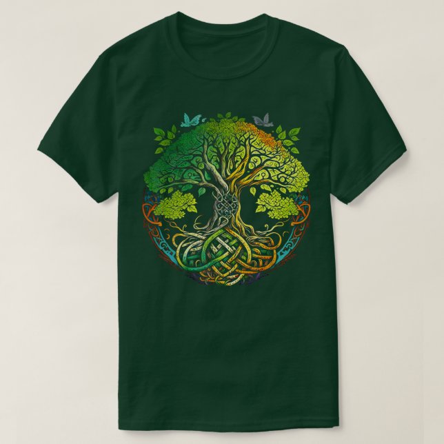 Celtic knot tree life or Gaelic knotwork art Oak o T-Shirt (Design Front)