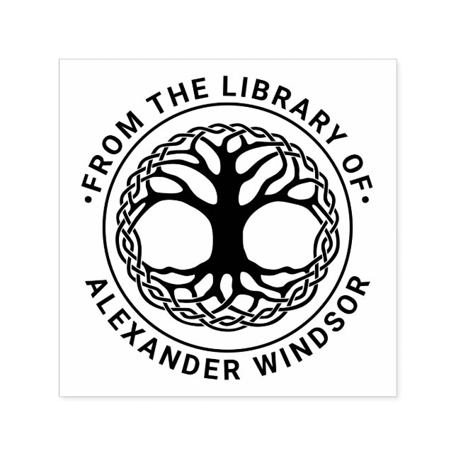 Celtic Knot Tree of Life #2F Library Book Name Self-inking Stamp (Design)