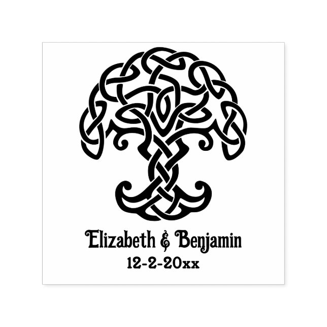 Celtic Knot Tree of Life Couple Names Date  Self-inking Stamp (Design)