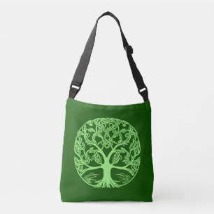 Celtic Knot Tree of Life Emerald Green Crossbody Bag