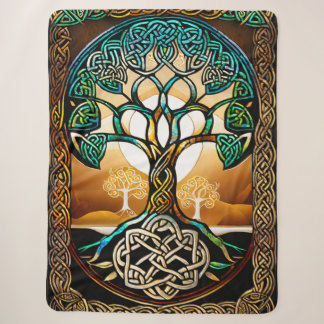 Celtic Knot Tree of Life Sunset Sherpa Blanket