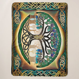 Celtic Knot Tree of Life Sunset Sherpa Blanket