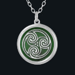 Celtic Knot Triskelion Irish Green Necklace<br><div class="desc">Celtic Knot Triskelion Irish Green Necklace. A beautiful Celtic or Irish themed necklace featuring a green background and celtic knot triskelion in the centre. A great piece of irish jewellery for any woman or man. Makes a great bridesmaid gift for your Irish Gaelic Wedding or just as a gift in...</div>