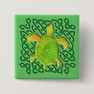 Celtic Knot Turtle (Green) Buttons