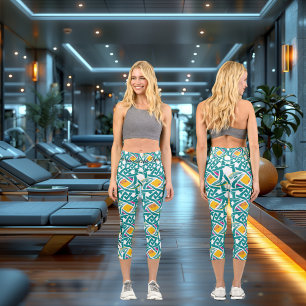 Celtic Knot Vibrance - Green, Pink & Yellow Capri Leggings