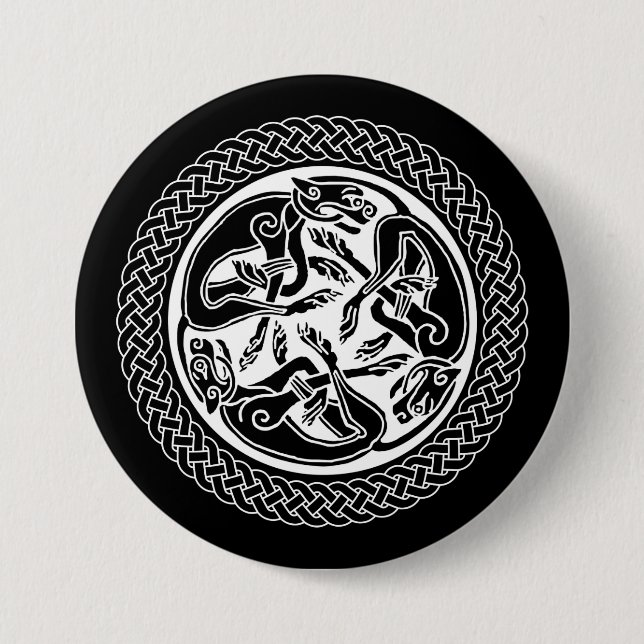 Celtic Knot with Hounds 7.5 Cm Round Badge (Front)
