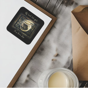 Celtic Knot Work Cream Dragon Bookplate Square Sticker