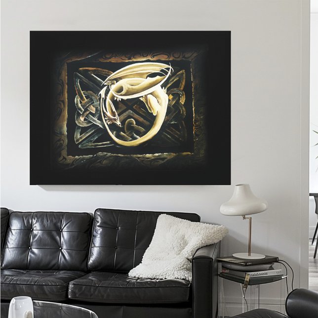 Celtic Knot Work Cream Dragon Canvas Print (Creator Uploaded)