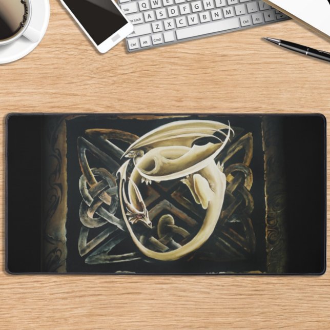 Celtic Knot Work Cream Dragon Desk Mat (Creator Uploaded)