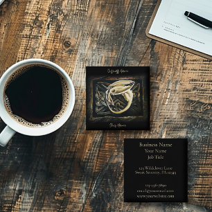 Celtic Knot Work Cream Dragon Square Business Card