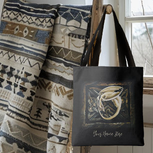 Celtic Knot Work Cream Dragon Tote Bag