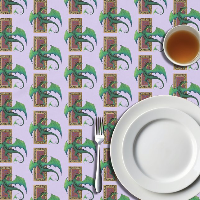 Celtic Knot Work Green Dragon Purple Tablecloth (Creator Uploaded)