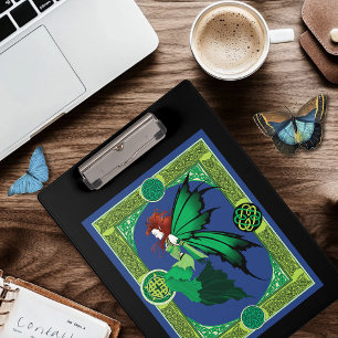 Celtic Knot Work Green Fairy Clipboard