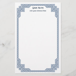 Celtic Knots Border Blue Stationery