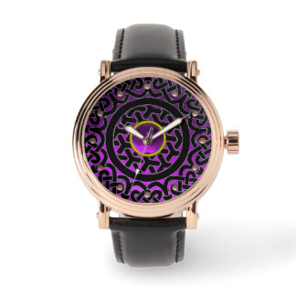 CELTIC KNOTS FLOWER AND PURPLE AMETHYST GEM STONES WATCH