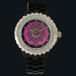 CELTIC KNOTS FLOWER PINK PURPLE AMETHYST GEMS WATCH<br><div class="desc">Elegant and unique design , pink gem stones with celtic knots. Very accurated nurbs modelling and rendering in 3D  by Bulgan Lumini .Part from series Hyper Talismans</div>