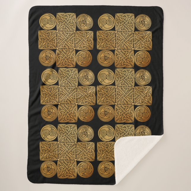 Celtic Knotwork Cross Sherpa Blanket (Front)