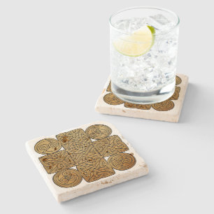 Celtic Knotwork Cross Stone Coaster