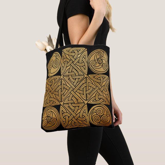 Celtic Knotwork Cross Tote Bag (Close Up)