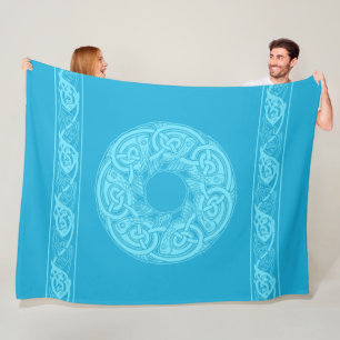 Celtic Knotwork Fish in Blue Fleece Blanket