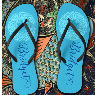 Celtic Knotwork Fish in Blue Personalised Jandals