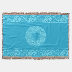 Celtic Knotwork Fish in Blue Throw Blanket