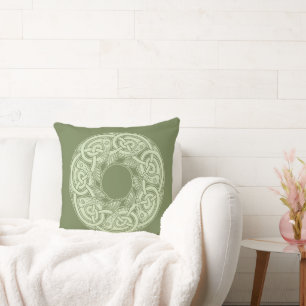 Celtic Knotwork Fish in Green Cushion